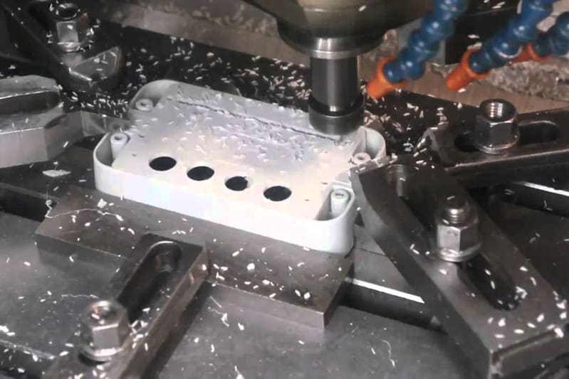 Plastic case is being machined with cnc machining process